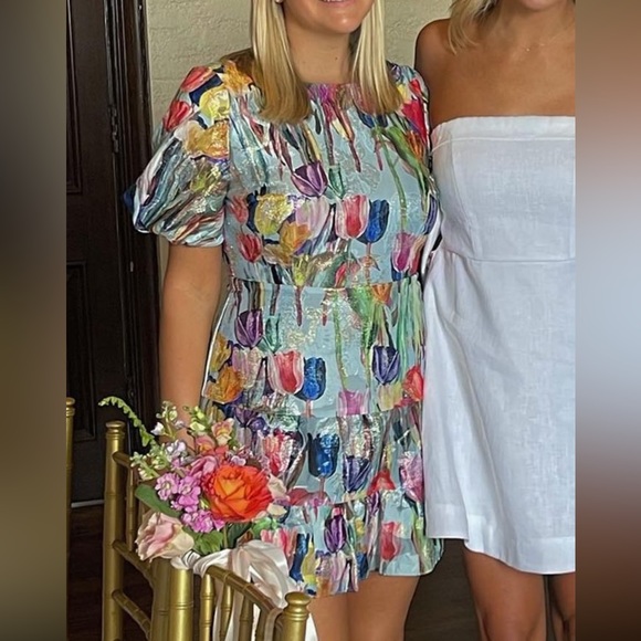 Arlette Metallic Tulip Minidress - Picture 6 of 6